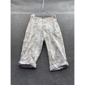 Riders By Lee Skimmer Capri Pants Womens 6M White Brown Tropical Cotton Mid Rise